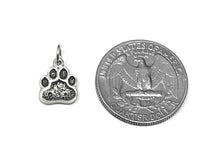 Load image into Gallery viewer, Paw Print Charm Sterling Silver 12mm, Animal Charm, Cat Charms, Dog charms, Paw Print charms - SP960 - BeadPrism