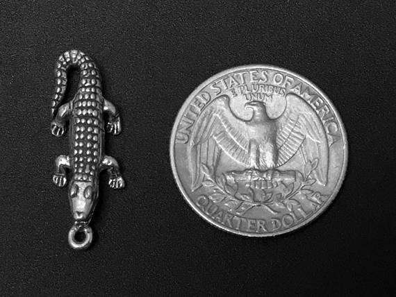 Gator Charm Sterling Silver 27mm, Crocodile charms, Animal charms, Alligator charms - SP107 - BeadPrism