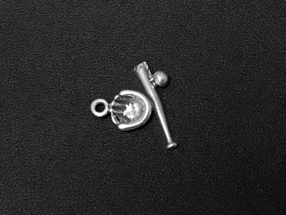 Baseball Charm Silver 13.5mm, Team sports charms, Baseball Bat Ball Glove charms SP114 - BeadPrism