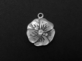 Camrose charm, Flower Charm Sterling Silver 19mm, Hawai charms, Flower charms - SP117 - BeadPrism