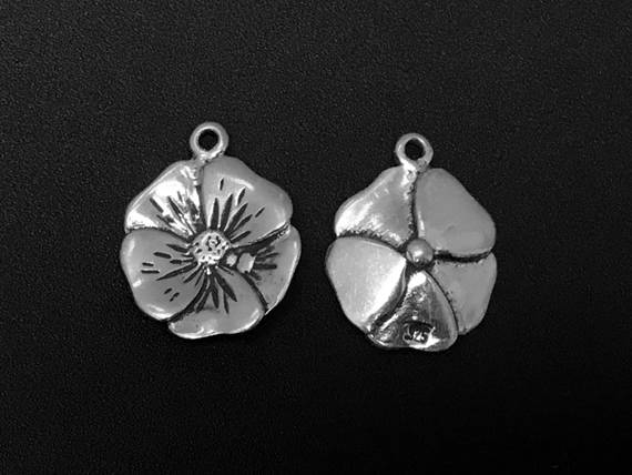 Camrose charm, Flower Charm Sterling Silver 19mm, Hawai charms, Flower charms - SP117 - BeadPrism