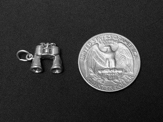 Binoculars Charm Sterling Silver 13.5mm, Binoculars charms, Travel Vacation Charms - SP131 - BeadPrism