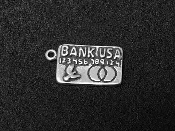 Credit Card Charm Sterling Silver 19mm, Credit Card charms, Fashion Charms - SP140 - BeadPrism