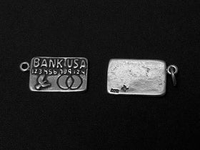 Credit Card Charm Sterling Silver 19mm, Credit Card charms, Fashion Charms - SP140 - BeadPrism