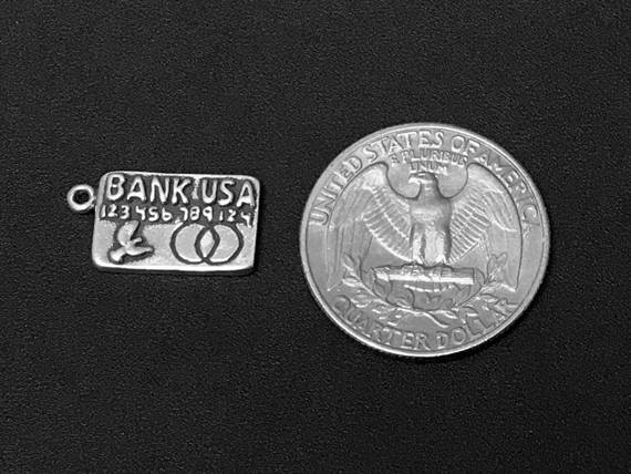 Credit Card Charm Sterling Silver 19mm, Credit Card charms, Fashion Charms - SP140 - BeadPrism