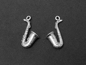 Saxophone Charm Sterling Silver 20mm, music charms, band charms, Saxophone Charms - SP143 - BeadPrism
