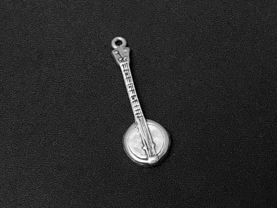 Banjo Charm Sterling Silver 31mm, music charms, music instrument charms, Banjo Charms - SP147 - BeadPrism