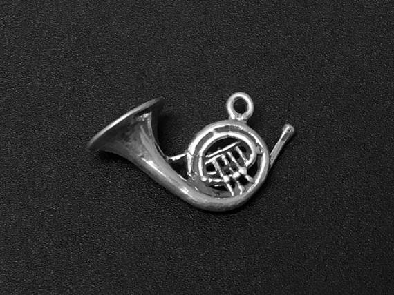 French Horn Charm Sterling Silver 15mm, music charms, band charms, French Horn Charms - SP149 - BeadPrism