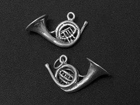 French Horn Charm Sterling Silver 15mm, music charms, band charms, French Horn Charms - SP149 - BeadPrism