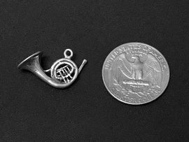 French Horn Charm Sterling Silver 15mm, music charms, band charms, French Horn Charms - SP149 - BeadPrism