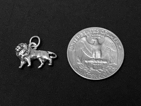 Lion Charm Sterling Silver 11.5mm, Cat charms, Animal charms, Lion charms - SP166 - BeadPrism