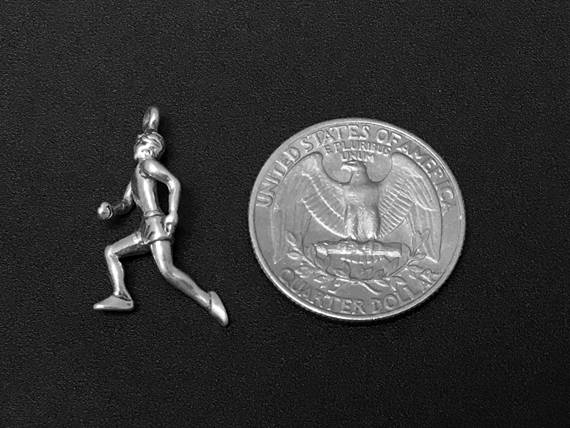 Male Runner Charm Sterling Silver 24mm, Marathon Charms, Sports Charms, Male Runner charms - SP172 - BeadPrism
