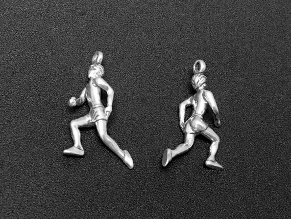 Male Runner Charm Sterling Silver 24mm, Marathon Charms, Sports Charms, Male Runner charms - SP172 - BeadPrism