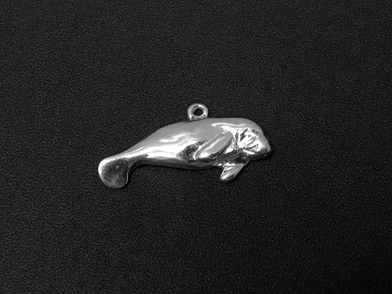 Manatee Charm Sterling Silver 12.5mm, Animal charms, Sea Charms, Manatee charms - SP186 - BeadPrism