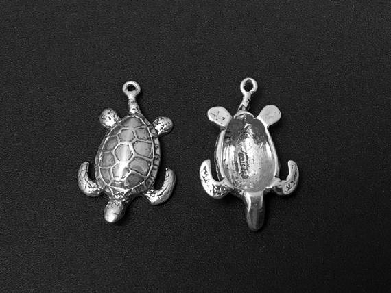 Turtle Charm Sterling Silver 27mm, Tortoise Charm, Animal charm, Sea Charm, Sea Turtle charm - SP189 - BeadPrism