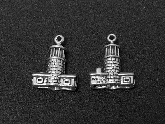 Lighthouse Charm Sterling Silver 18.5mm, Light House Charm, Beach charms, Lighthouse charms - SP190 - BeadPrism