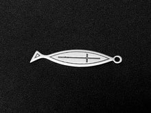 Load image into Gallery viewer, Christian Fish Symbol Charm Sterling Silver 29mm, Religious Charms, Christian Fish charms - SP193 - BeadPrism