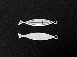 Christian Fish Symbol Charm Sterling Silver 29mm, Religious Charms, Christian Fish charms - SP193 - BeadPrism