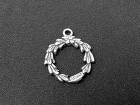Wreath Charm Sterling Silver 15mm, Laurel Charm, Garland Charm, Wreath charms - SP195 - BeadPrism