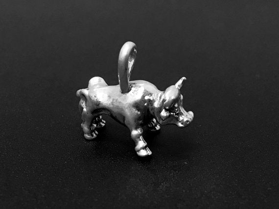 Bull Charm Sterling Silver 15mm, Bull charms, Animal charms, Taurus Charm, Cattle charms - SP206 - BeadPrism