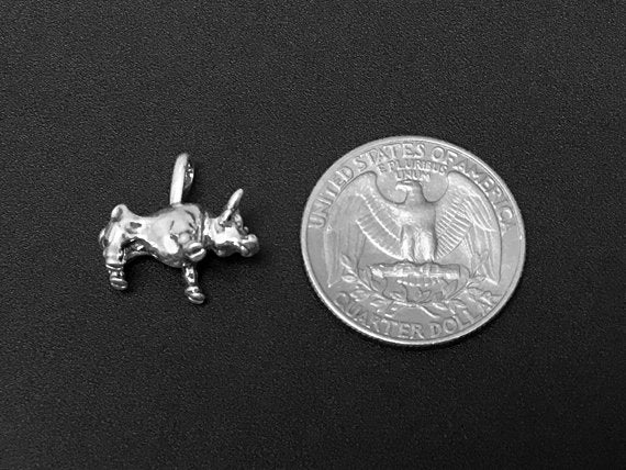 Bull Charm Sterling Silver 15mm, Bull charms, Animal charms, Taurus Charm, Cattle charms - SP206 - BeadPrism