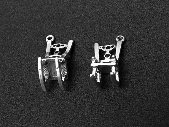 Rocking Chair Charm Sterling Silver 18.5mm, Rocker Charm, Rocking Chair charms - SP210 - BeadPrism