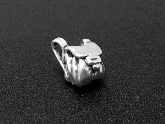 Backpack Charm Sterling Silver 12.5mm, Travel Charms, School Charm, Backpack charms - SP213 - BeadPrism