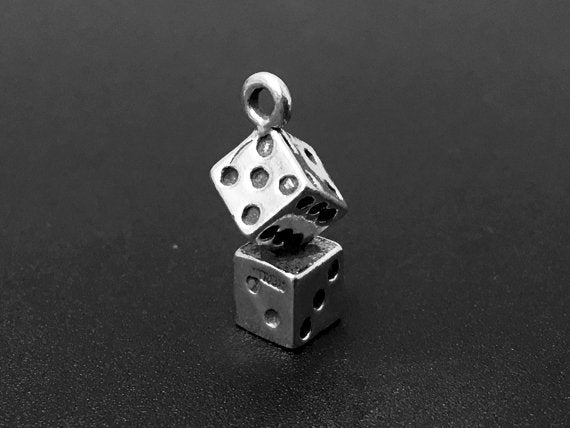 Dice Charm Sterling Silver 17.5mm, Game Charms, Lucky Charm, Casino Charms, Dice charms - SP220 - BeadPrism