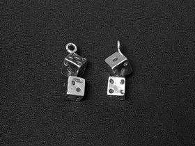 Dice Charm Sterling Silver 17.5mm, Game Charms, Lucky Charm, Casino Charms, Dice charms - SP220 - BeadPrism