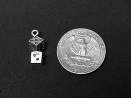 Dice Charm Sterling Silver 17.5mm, Game Charms, Lucky Charm, Casino Charms, Dice charms - SP220 - BeadPrism
