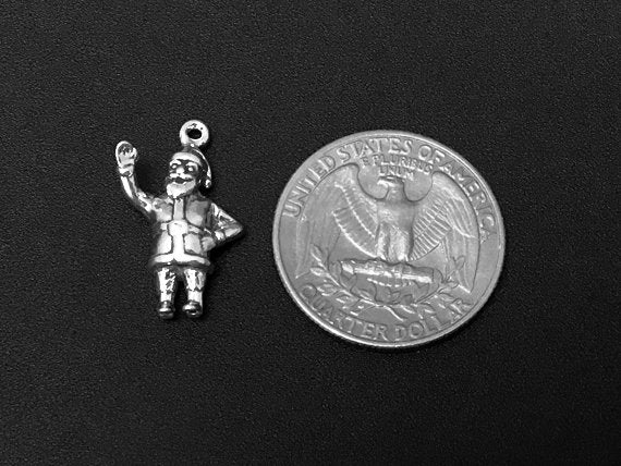 Santa Claus Charm Sterling Silver 22mm, Holiday Charm, Christmas Charm, Santa Claus charms - SP222 - BeadPrism