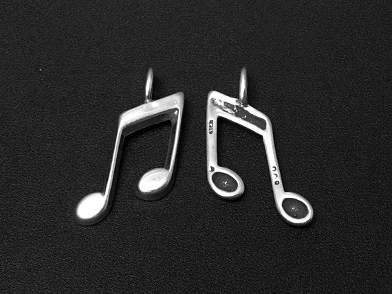 Musical Note Charm Sterling Silver 20.5mm, Music note, Song charms, Musical Note Charms - SP225 - BeadPrism