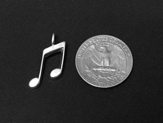 Musical Note Charm Sterling Silver 20.5mm, Music note, Song charms, Musical Note Charms - SP225 - BeadPrism