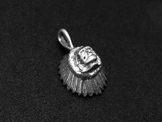 Indian Head Charm Sterling Silver 18mm, Tribal charms, Indian Head charms - SP247 - BeadPrism