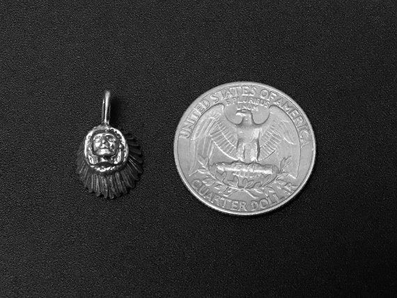 Indian Head Charm Sterling Silver 18mm, Tribal charms, Indian Head charms - SP247 - BeadPrism