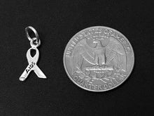 Load image into Gallery viewer, AIDS Awareness Ribbon Charm Sterling Silver 15mm, Ribbon Charm, AIDS Awareness Ribbon charms - SP341 - BeadPrism