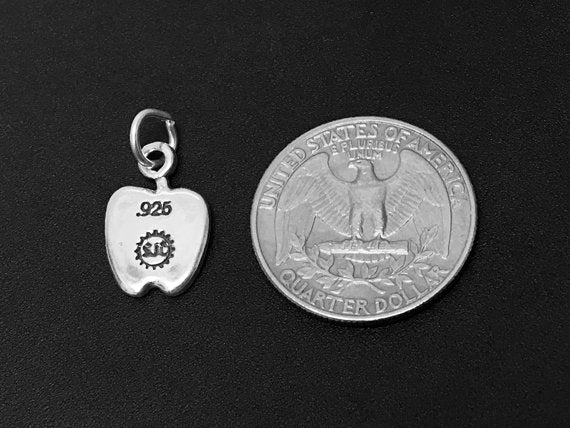 Teacher Apple 18mm Sterling Silver Charm - SP398 - BeadPrism