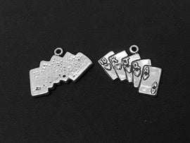 Royal Flush Playing Cards Charm Sterling Silver 15mm, Poker Charm, Cards Charm, Casino Charm - SP314 - BeadPrism