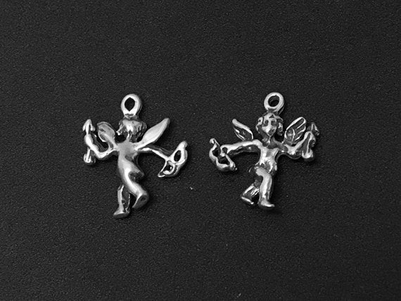 Cupid Charm Sterling Silver 19mm, valentine charms, romantic charms, Cupid charms - SP322 - BeadPrism