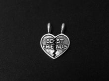 Load image into Gallery viewer, Breakaway Heart with Best Friends Charm Sterling Silver 19mm, BFF Charm, Bestie Heart charms - SP270 - BeadPrism