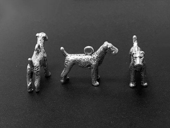 Airedale Terrier Charm Sterling Silver 15mm, Terrier Charms, Dog charms, Airedale charms - SP272 - BeadPrism