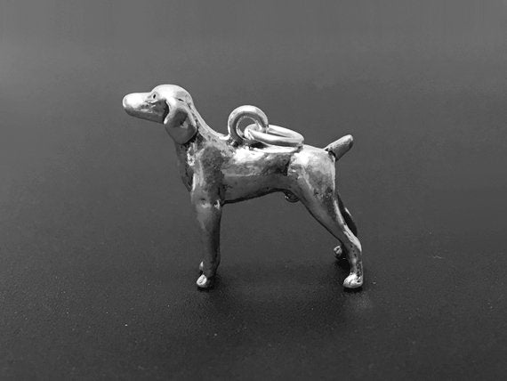 Weimaraner Dog Charm Sterling Silver 18mm, Retriever Charms, Dog charms, Weimaraner charms - SP278 - BeadPrism