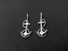Load image into Gallery viewer, Anchor with Rope Charm Sterling Silver 25mm, Nautical Charms, Anchor with Rope charms - SP283 - BeadPrism