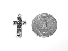Load image into Gallery viewer, Floral Cross Charm Sterling Silver 25mm, Cross Charms, religious charms, Floral Cross charms - SP282 - BeadPrism