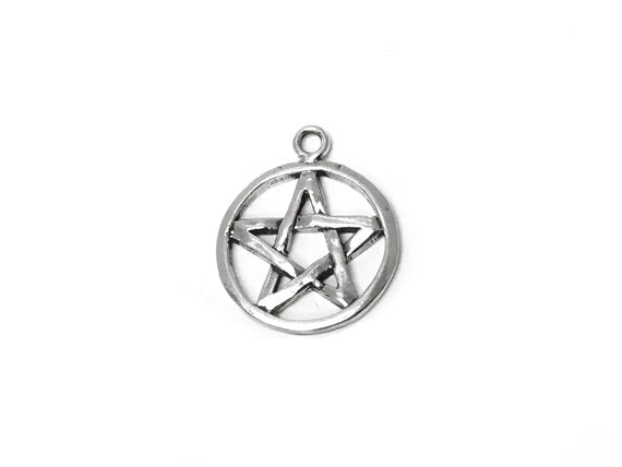 Pentacle Charm Sterling Silver 18.5mm, Pentagram charms, Night charms, Pentacle Charms -SP285 - BeadPrism