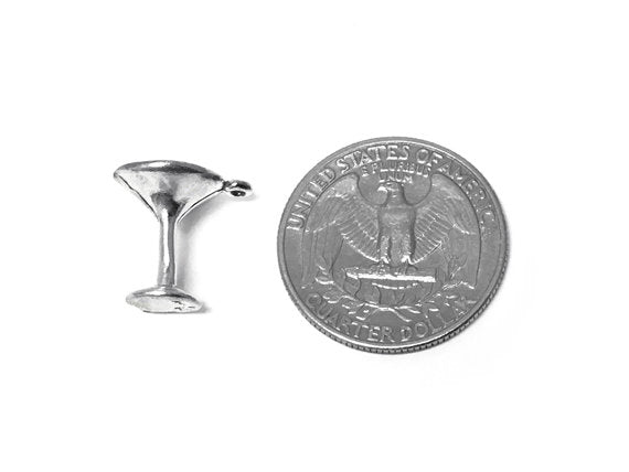Martini Glass Charm Sterling Silver 14.5mm, Drink Charms, Party Charms, Martini Glass charms - SP303 - BeadPrism