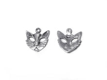 Load image into Gallery viewer, Cat Mask Charm Sterling Silver 12.5mm, Cat Charm, Pet charm, Animal charms, Cat Mask charms - SP316 - BeadPrism