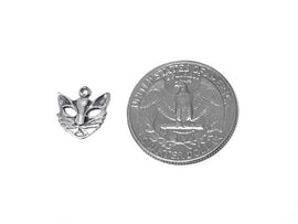 Cat Mask Charm Sterling Silver 12.5mm, Cat Charm, Pet charm, Animal charms, Cat Mask charms - SP316 - BeadPrism