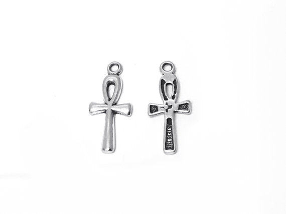 Ankh Charm Sterling Silver 20mm, Symbol of Life, Egyptian Cross charm, small Ankh charms - SP319 - BeadPrism