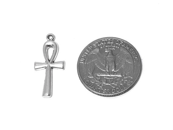 Ankh Charm Sterling Silver 27mm, Symbol of Life, Egyptian Cross charm, Ankh charms - SP320 - BeadPrism